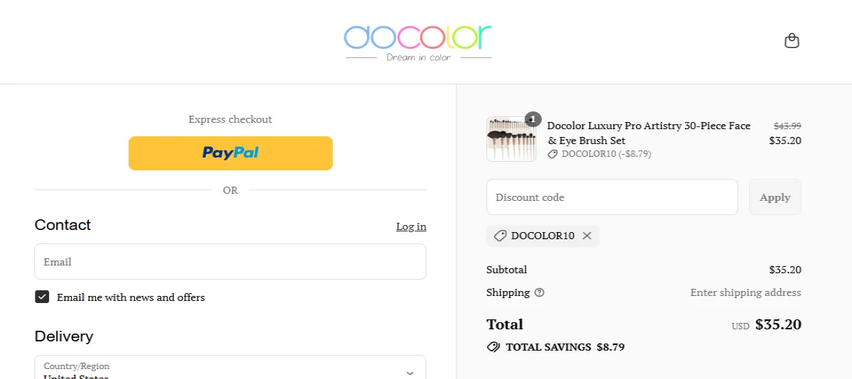 Coupon proof DOCOLOR10