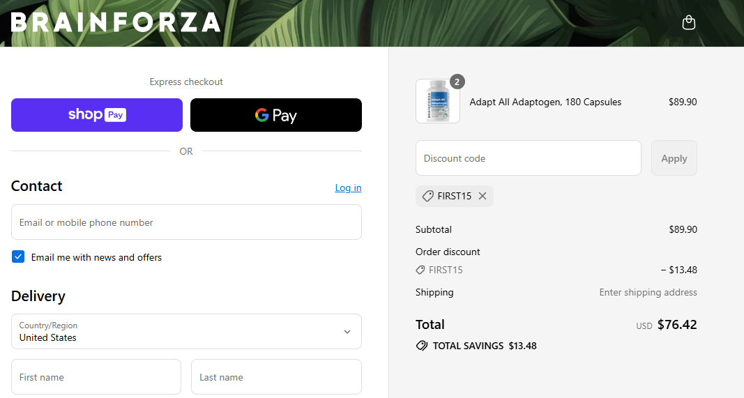 Coupon proof FIRST15