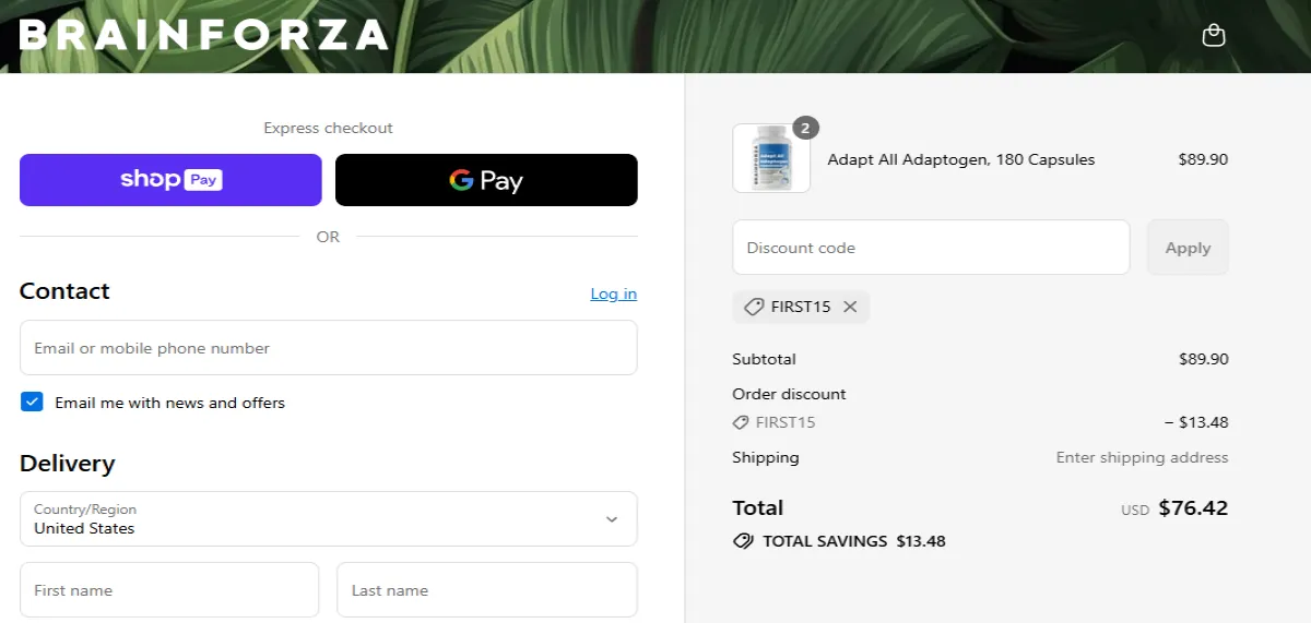 Coupon proof FIRST15