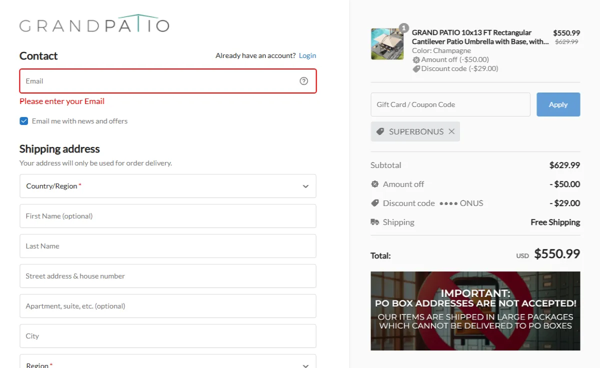 Coupon proof SUPERBONUS