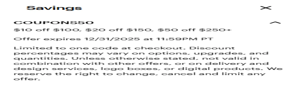 Coupon proof COUPONS50