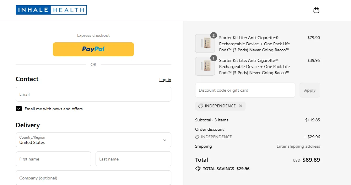 Coupon proof INDEPENDENCE