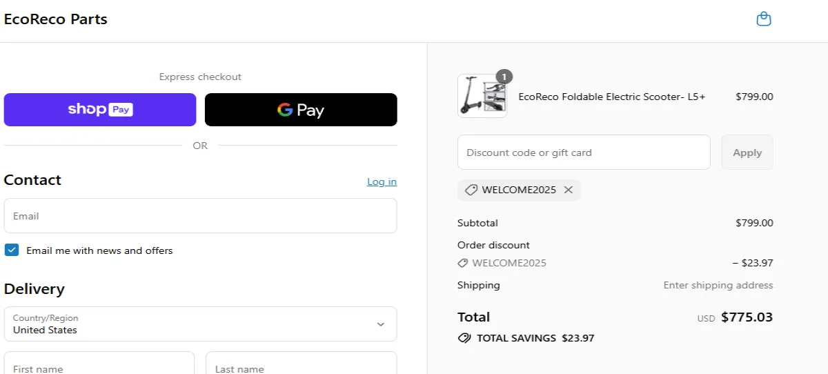 Coupon proof WELCOME2025