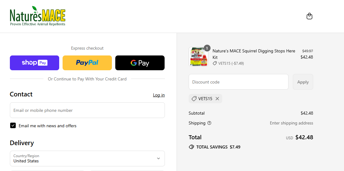 Coupon proof VETS15