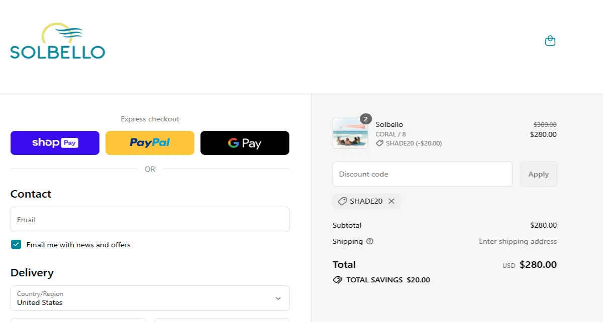 Coupon proof SHADE20