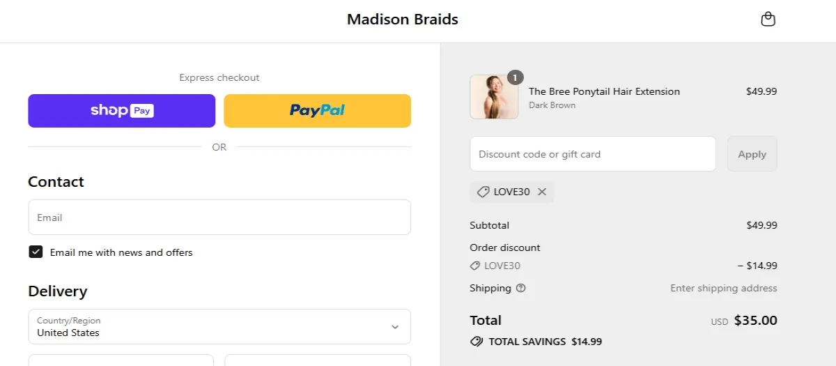 Coupon proof LOVE30