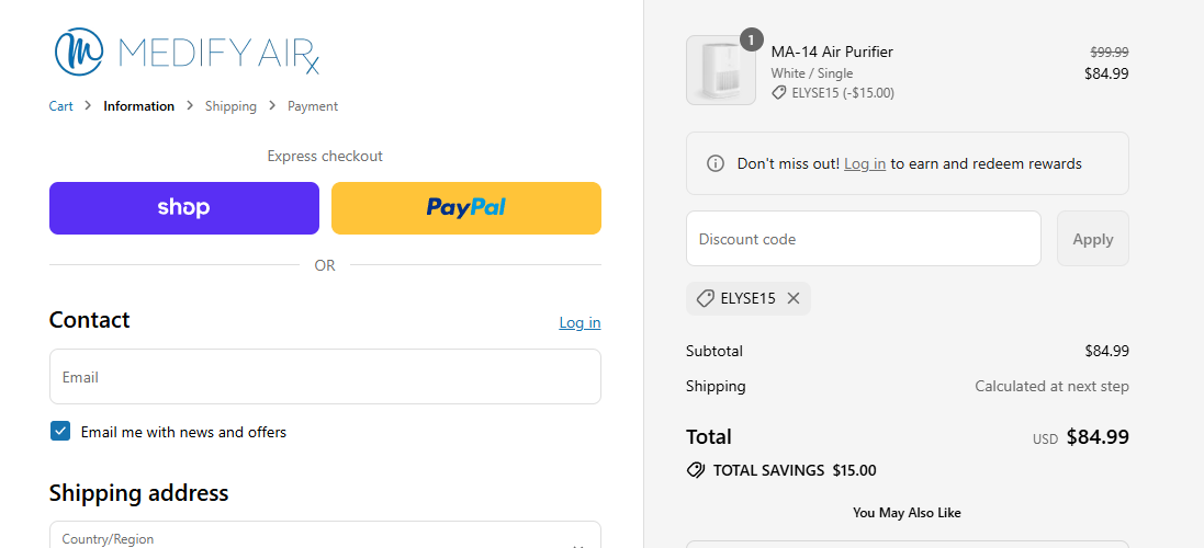 Coupon proof ELYSE15