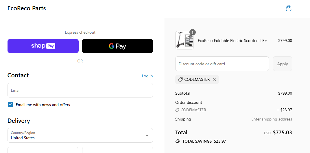 Coupon proof CODEMASTER